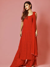 Jolly Red Chikankari Kurta Set